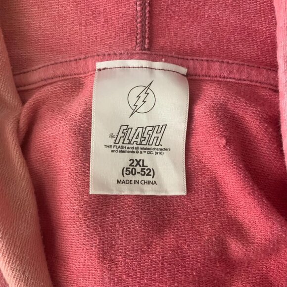DC The Flash Short Sleeve Pullover Hoodie 2XL Custom Tie Dye Kangaroo Pocket - Picture 7 of 7